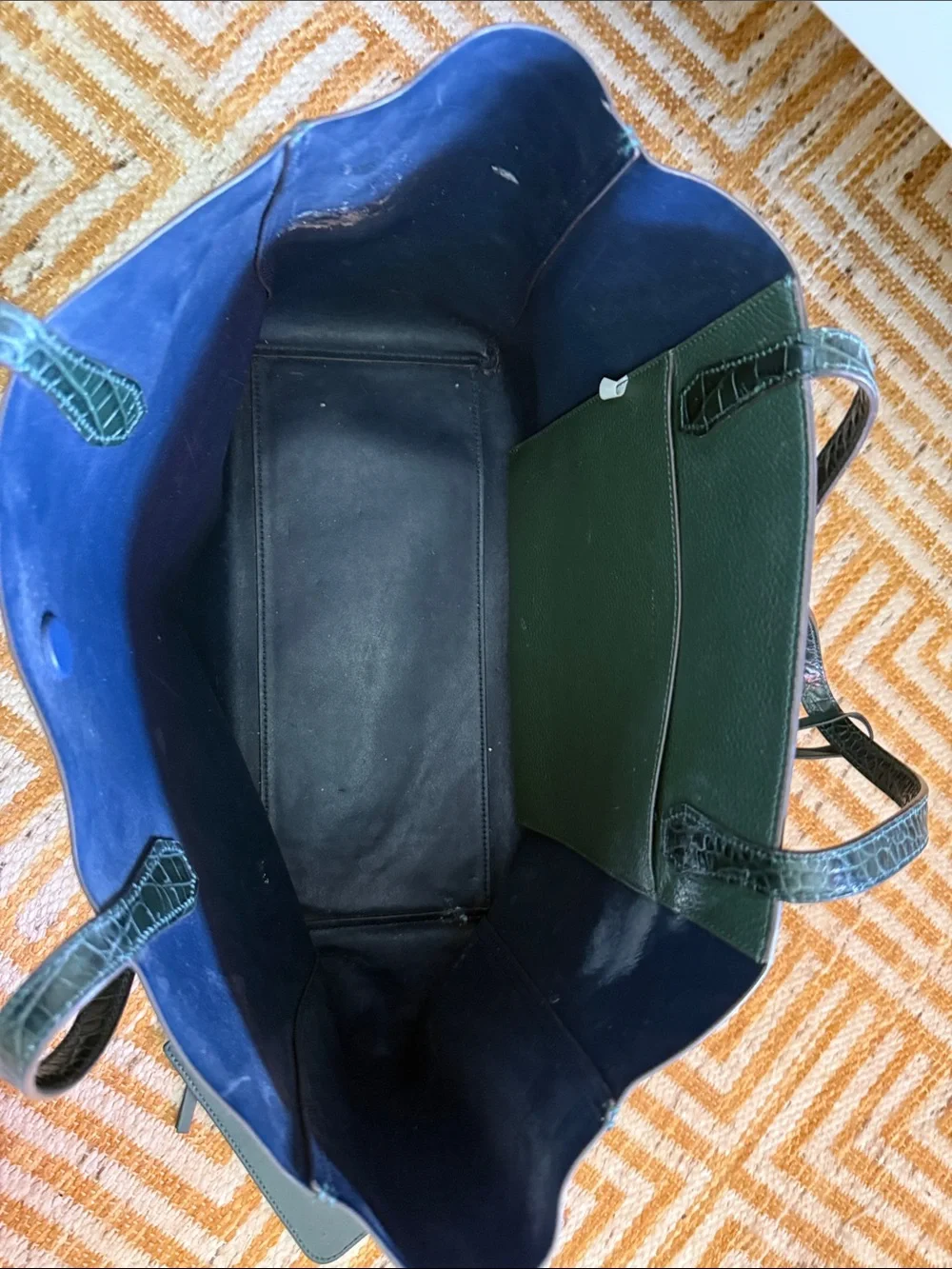 Tory Burch Green Leather Tote Bag Purse